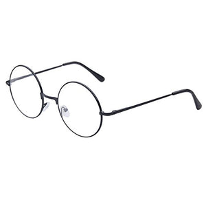TRIXES Occhiali Tondi Unisex - con Lenti Trasparenti Stile Nero - Ilgrandebazar