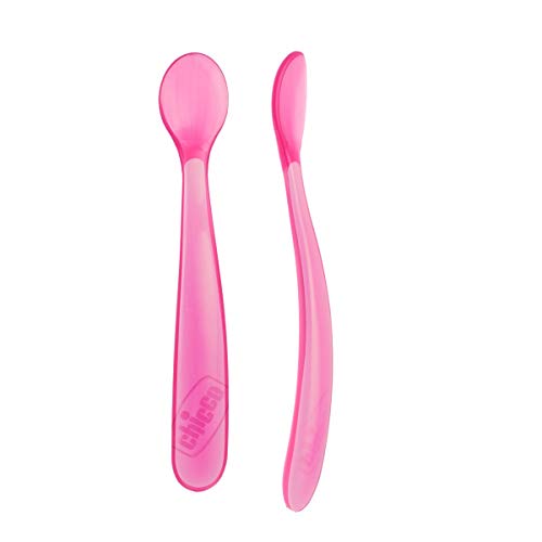 Chicco 00006828110000 Morbido Cucchiaio Pappa, Silicone, 6+ Mesi, 2 Rosa