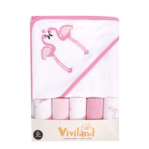Asciugamano e salviette da bagno con cappuccio Viviland Baby, Fenicottero - Ilgrandebazar