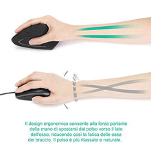 Carica l&#39;immagine nel visualizzatore di Gallery, GHB Mouse Verticale Wireless Ergonomico Ricaricabile 6-Tasti Nero