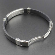 Carica l&#39;immagine nel visualizzatore di Gallery, ODETOJOY Nera Costellazione Scorpione Bracciale Uomo Acciaio Inossidabile Segno Zodiacale 12 Zodiaci bracciali Silicone astrologia Oroscopo (Acquario)