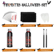 Carica l'immagine nel visualizzatore di Gallery, FURTIME Halloween Sangue Finto, 60ml Sangue Artificiale Fresco, 60ml Sangue Finto Rosso Scuro, Denti da Zombi, 30 Tatuaggi Temporanei per Cicatrici, Trucco per Cicatrici da Vampiro di Halloween