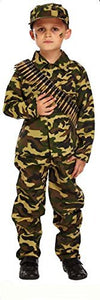 Child Army Military Camouflage Fancy Dress Costume (7-9 years) 7-9 anni, Verde - Ilgrandebazar