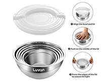 Carica l'immagine nel visualizzatore di Gallery, Luvan 18/10 304 Ciotole per miscelazione in acciaio inox con coperchi,orlo...