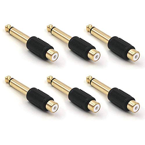VCE 6 Pezzi Audio adattatore/connettore RCA jack maschio 6.3mm mono spina /...