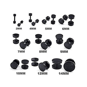 aituo unisex forte 2pcs punk gotico di 5mm+8mm+10mm, 3 pairs in total, Nero
