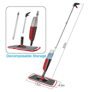 Fixget Spray Mop Mocio, Microfibra con Spruzzatore d'Acqua, Red