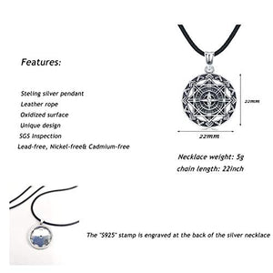 Uomo Collana in Argento 925 Pendente a Bussola con Pelle, Gioielli Regalo... - Ilgrandebazar