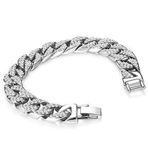 Carica l&#39;immagine nel visualizzatore di Gallery, Finrezio 14mm di Larghezza Iced out Braccialetto Cubano Hip Hop per Uomo... - Ilgrandebazar