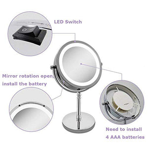 Lighted Makeup Mirror，NOTENS Double-Sided 1x/10x Magnifying 18 LED Il Giro - Ilgrandebazar
