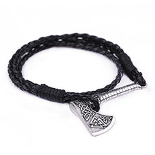 Carica l&#39;immagine nel visualizzatore di Gallery, Likgreat, bracciale intrecciato in corda di cuoio, avvolgente, con ascia di... - Ilgrandebazar