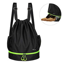 Carica l'immagine nel visualizzatore di Gallery, Ryaco Borsa Palestra Zaino Sacca Sportiva Nero &amp; Verde Neon