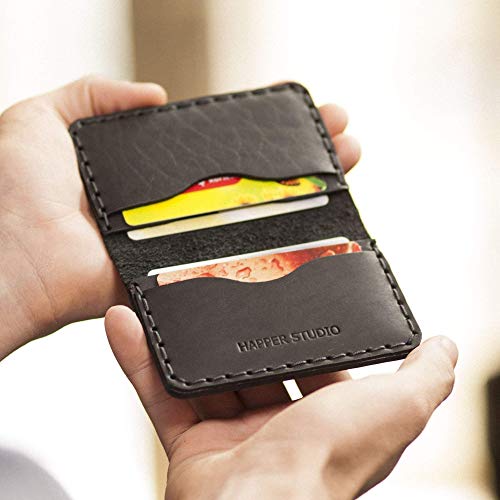 Nero portafoglio in pelle. Porta Carte di credito, contanti o carta...