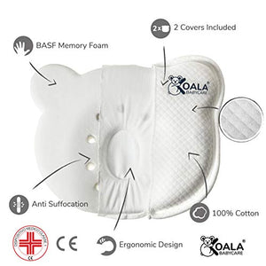 Koala Babycare® Cuscino Neonato Plagiocefalia Sfoderabile (con KPH, Bianco - Ilgrandebazar