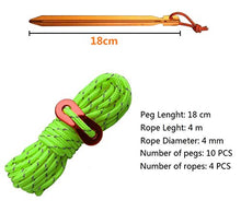 Carica l'immagine nel visualizzatore di Gallery, Yuanj 10 Kit di picchetti per Tende in Alluminio e funi Linee...
