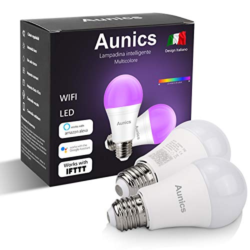 Lampadina intelligente Aunics 2 Pezzi Smart per Alexa, Google...