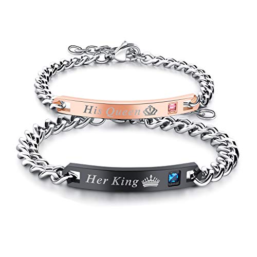 Keybella Coppia Bracciali Braccialetto Lui & Lei, His Kingqueen-nerogold - Ilgrandebazar