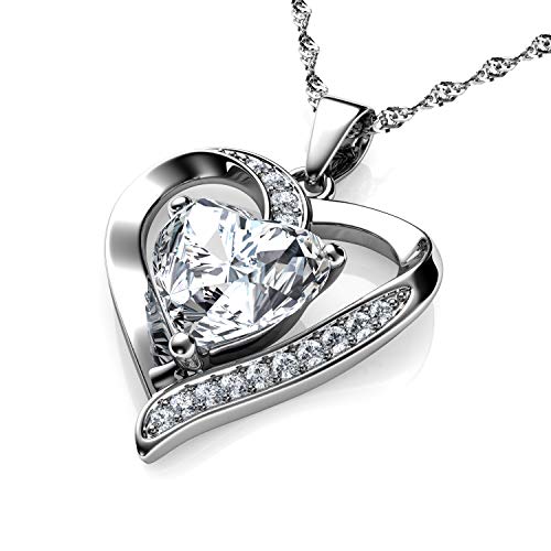 DEPHINI - Collana a forma di cuore bianco - in argento Sterling 925 - con... - Ilgrandebazar