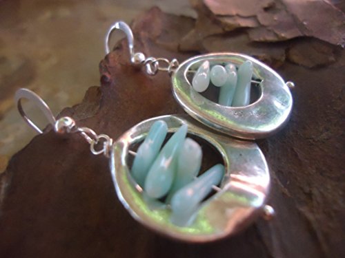 ✿ ASIMMETRICO in ICE BLUE ✿ Orecchini con Corallo (292)