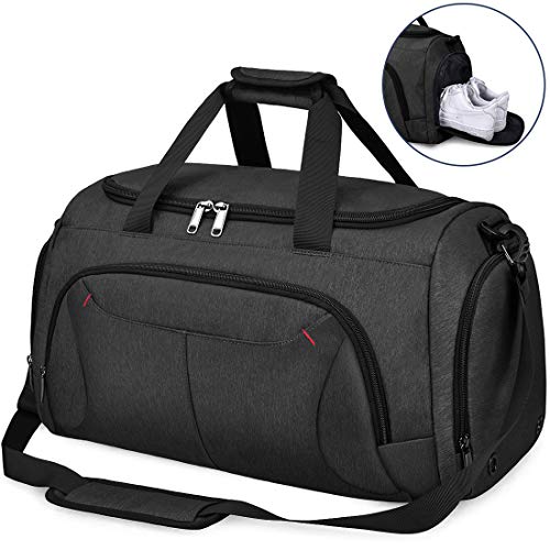 NUBILY Borsone Palestra Uomo Borsa Sportiva con Scomparto Scarpe Grande Nero