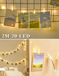 Luci Per Foto,Cshare 2M 20LED 20 Crystal Photo Clips Lucine Led Decorative 2m