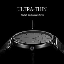 Carica l&#39;immagine nel visualizzatore di Gallery, BUREI Uomo Donna Orologio da polso al quarzo classico Grigio Scuro-nero