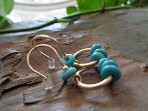 ✿ ANELLO PICCOLO IN ORO E PIETRO TURCHESE PIETRE RONDELLE - ORECCHINI ✿...