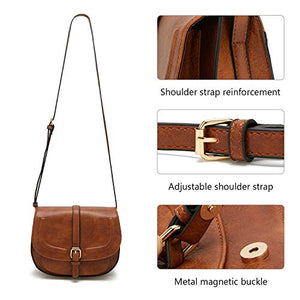 DCCN Borsa a tracolla piccola in pelle PU per donna Retro Marrone