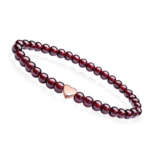 J.Endéar Bracciale Donna Granato, Rosso Pietra Naturale A-rose Gold - Ilgrandebazar