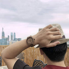 Carica l&#39;immagine nel visualizzatore di Gallery, BEWELL Orologio Uomo Legno Analogico Al quarzo con Cinturino in Nero - Ilgrandebazar