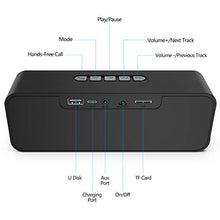 Carica l&#39;immagine nel visualizzatore di Gallery, Altoparlante Sonkir Bluetooth Portatili 5.0, Axloie Speaker Wireless Senza Fili Nero