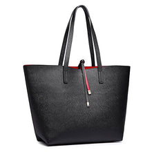 Carica l&#39;immagine nel visualizzatore di Gallery, Miss Lulu Borsetta da Donna Grande Ecopelle Borsa a Tracolla Hobo Tote Nero