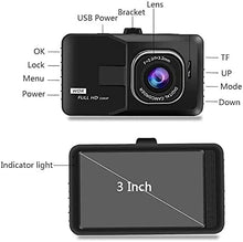 Carica l'immagine nel visualizzatore di Gallery, Dash Cam Telecamera per Auto 1080P Full HD Dashcam LCD 3 pollici WDR, Grandangolo di 170°, G-Sensor, Registrazione in Loop, Monitor di Parcheggio
