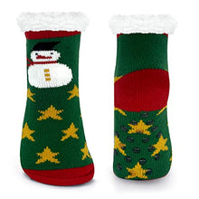 Carica l&#39;immagine nel visualizzatore di Gallery, JOMIX Calzini Natale Bambini Calde Calzini Antiscivolo Natale Bambini Felpate Calze Natalizie Bambini Imbottite MB7416 (Verde Rosso, 32-35)