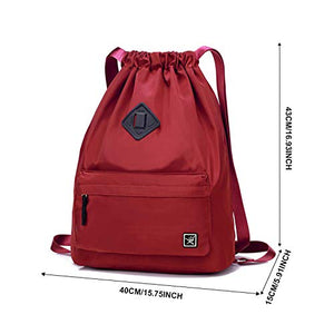 Risefit - Borsa con coulisse in polietilene, impermeabile, da Burgundy