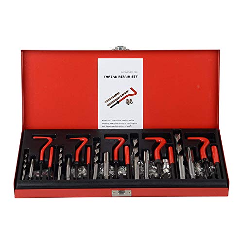 KKmoon - Kit di riparazione filettature 131 pezzi M5 M6 M8 M10 M12 rosso