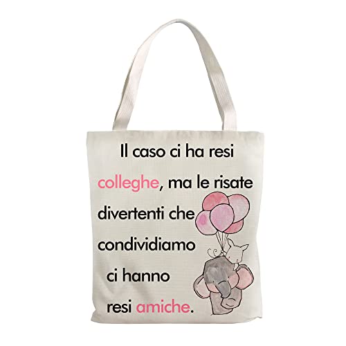 ASODWST Borsa Tela-Il Caso Ci Ha Resi Colleghe, ma Le Risate Diverteni-Borsa per La Spesa Donna Ecocompatibile Lavabile-Regali di Amicizia-Idea Regalo per Collega