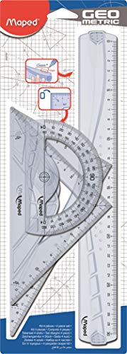 Maped 242767 Kit Righello con Squadre e Goniometro, 4 Pezzi, Multicolore - Ilgrandebazar