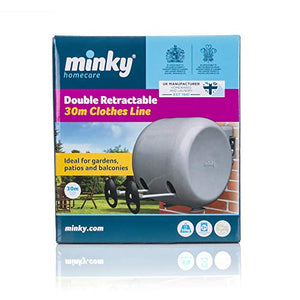 Minky Filo stendibiancheria Retrattile per Esterni, 30 m (2x15m) 30 m - Ilgrandebazar