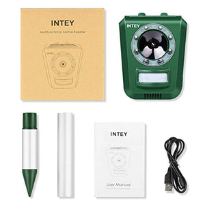 INTEY RichYa Repellente Gatti Ultrasuoni Solare, per Allontanare Cani, Gatti,...