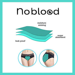 NoBlood Mutande Assorbenti Mestruali = 2 tamponi - Lavabili - XS, Pizzo-pack