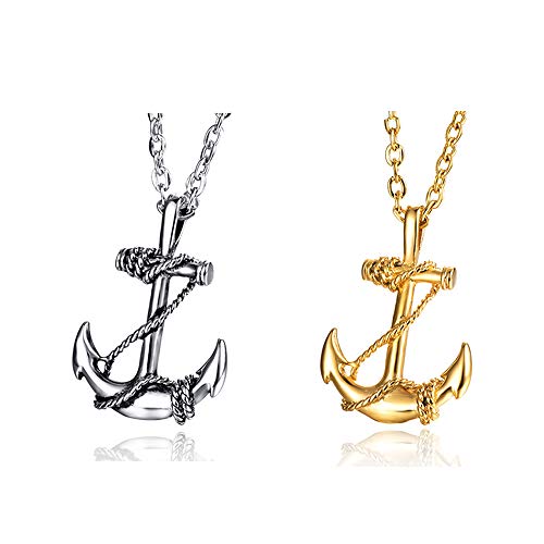 CAILI 2 pack Collana da Uomo, Pendente con Ancora in Acciaio Inossidabile,... - Ilgrandebazar