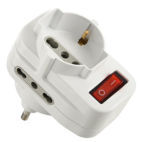 Electraline 71033 Adattatore Multipresa Tripla con Interruttore, Spina Bianco - Ilgrandebazar