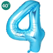 Carica l'immagine nel visualizzatore di Gallery, GeeRic Foil Palloncini Numeri 4 Blu, 40'' Gigante Numero Palloncino 4, Blu