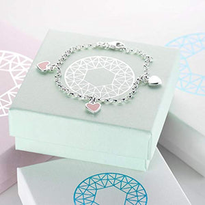 MATERIA - Bracciale in argento 925 per bambina con cuore rosa smaltato 16 cm... - Ilgrandebazar