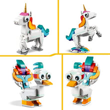 Carica l&#39;immagine nel visualizzatore di Gallery, LEGO 31140 Creator Unicorno Magico con Arcobaleno, Set 3 in 1 con Animali Giocattolo Fantastici, Cavalluccio Marino e Pavone, Idea Regalo di Compleanno per Bambine e Bambini