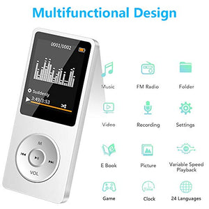 Lettore MP3, Musicale da 16GB per Sport e Bianco (non bluetooth)