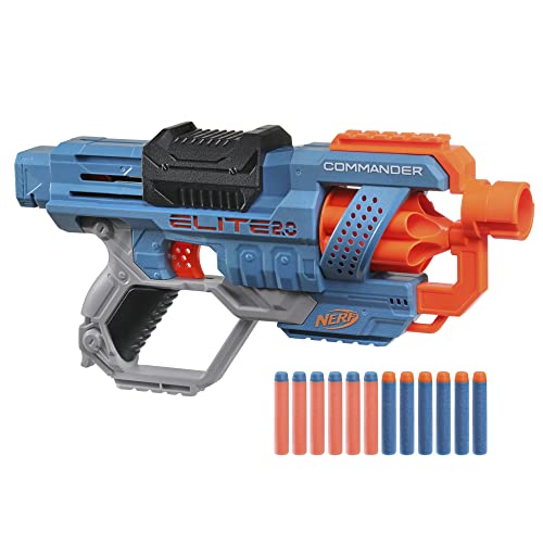 Hasbro Nerf Elite 2.0-Commander RD-6 (blaster con tamburo rotante e 12 dardi inclusi), Multicolore, 6.7 x 36.2 x 24.1 cm