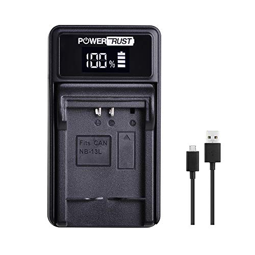 PowerTrust - 2 batterie agli ioni di litio NB-13L e caricabatteria USB a LED...