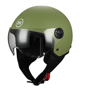 BHR 05254 Casco Moto Demi-Jet Modelo 801 con Linea One, Verde L, Opaco - Ilgrandebazar